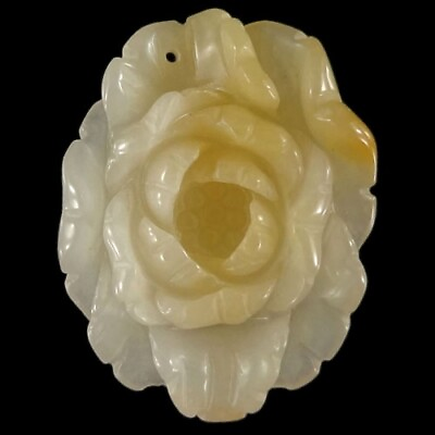#ad BC06627# Hand Carved Unique Peony Flower Multi color Jade Pendant Bead $49.99