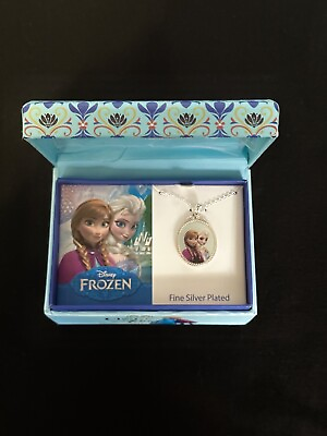 #ad Disney Frozen Elsa amp; Anna Sterling Silver Plated Brass Necklaces New In Box $24.99