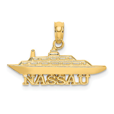 #ad Lex amp; Lu 14k Yellow Gold 2D Nassau Under Cruise Ship Charm $132.99