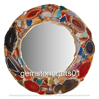 #ad Natural Mix Agate Wall Mirror Decor Agate Mirror Deco Mirror Agate Decor 18quot;x18quot; $629.00