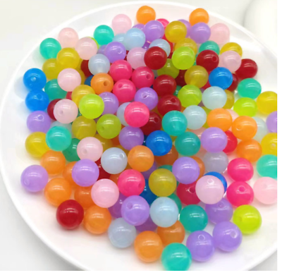 #ad 6mm 8mmm10mm12mm14mm16mm18mm20mm acrylic jelly round beads Jewelry Making $17.99