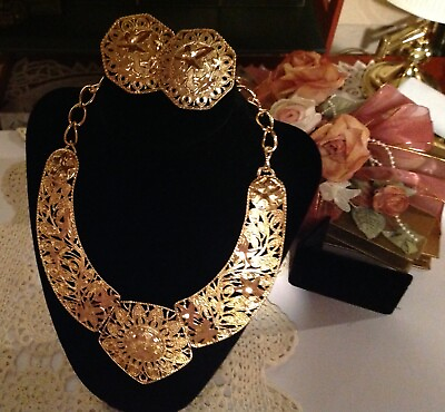 #ad Jose Maria Barrera Goldtone Falling Leaves Statement Necklace amp;Pierced Earrings $79.99