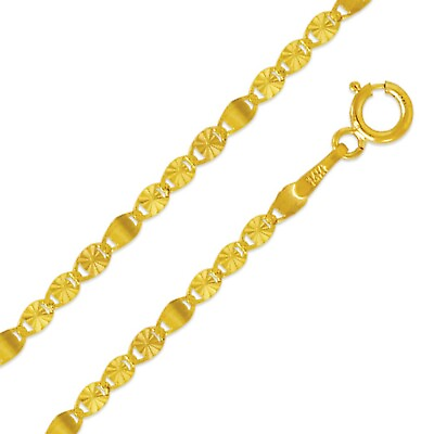 #ad 14K Yellow Solid Gold 2mm Men Women DC Valentino Necklace Chain 16quot; 24quot; $183.20