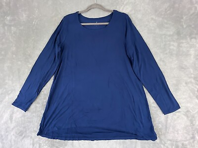 #ad Cuddl Duds Top Large Night Navy Softwear with Stretch Swing Tunic $8.99