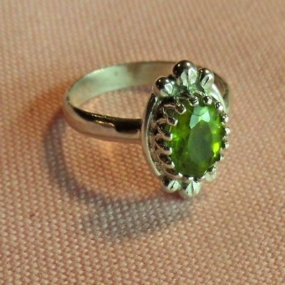 #ad Sterling Silver 925 Handcrafted Natural Peridot Stone Ring skais $29.99