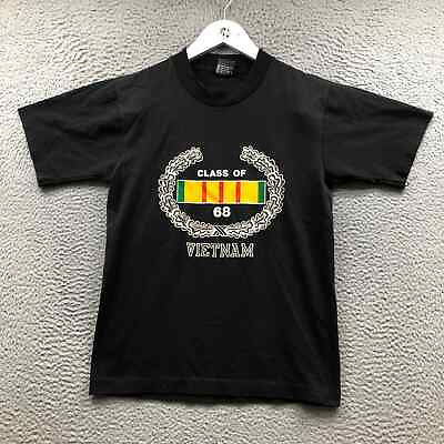 #ad Vintage 80s Class Of 68 Vietnam T Shirt Men#x27;s Small S Short Sleeve Graphic Black $9.99