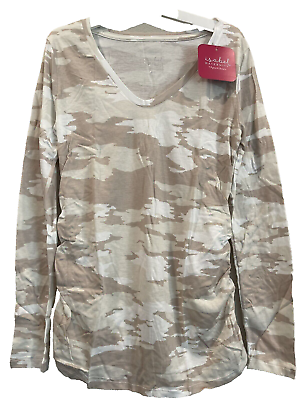 #ad Maternity Small Camo T Shirt Long Sleeve Side Shirred Isabel 🌸NEW🌸 $13.49