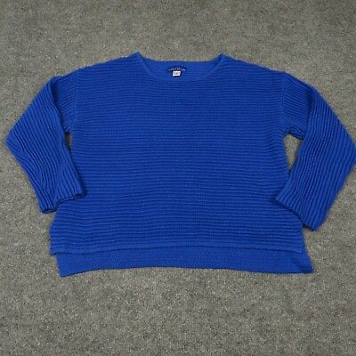 #ad Simply Styled Sweater Womens Medium Blue Knit Pullover Round Neck Long Sleeve $8.49