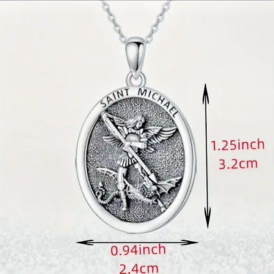 #ad ARCHANGEL MICHAEL ANGEL FAITH Charm On Silver DIAMOND Cut 925 Sterling 26quot; Chain $19.86