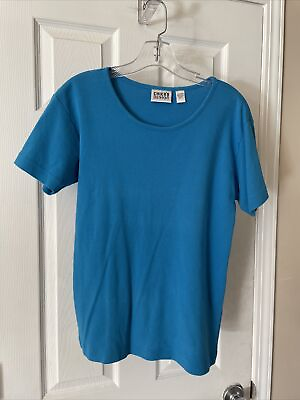 #ad Chicos Design Top Size 1 Short Sleeve Shirt Top Pretty Blue $17.59