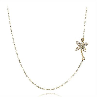 #ad Gold Tone over 925 Silver CZ Palm Tree Chain Necklace $10.99