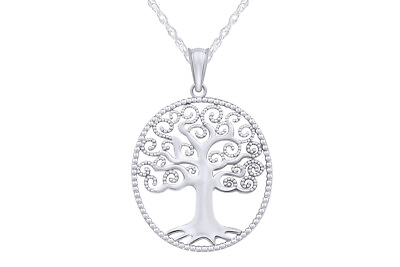 #ad Tree of Life 925 Silver Pendant Rope Chain 18quot; Necklace $30.87