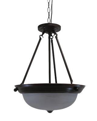 #ad Rubbed Oil Bronze And Marbleized Glass Pendant Chandelier $165 $39.99