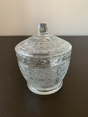 #ad Vintage Pattern Glass Star Geometric Candy Sugar Nut Bowl $8.00