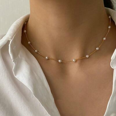 #ad Fashion Pearl Choker Chain Necklace Women Weddings Charm Party Jewlery Gift GBP 2.39