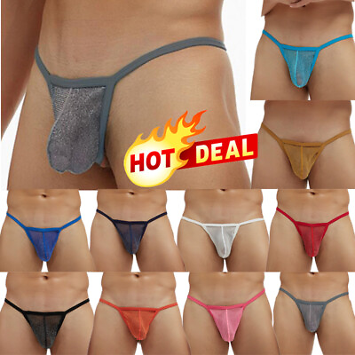 #ad #ad Mens Mesh See through Pouch G string Briefs Underwear T back Thong V string✔ $2.48