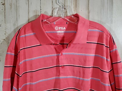 #ad PGA Mens Golf Polo XL Short Sleeve Polyester Coral Blue Rolling Hills Authentic $14.95
