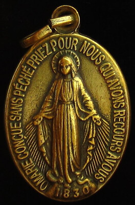 #ad Mary Miraculous Brass Tone Medal Religious Holy Catholic $6.39