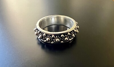 #ad Artisan Sterling Silver Textured Flower Band Ring M306 925 sizes 9.5 and 10 $23.99