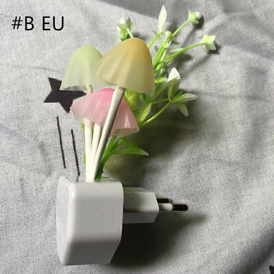 #ad Romantic Colorful Bulb LED Mushroom Sensor Night Light US EU Plug Wall Lamp $7.03