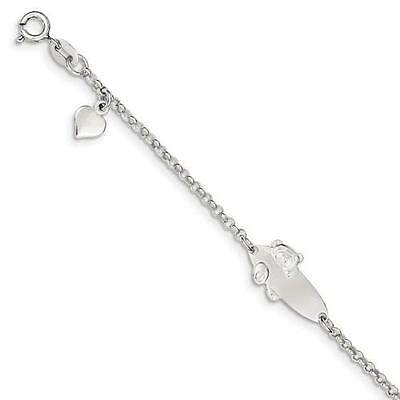 #ad Platinum Sterling Silver Cable Link ID Child Name Teddy Bracelet Free Engraving $45.00
