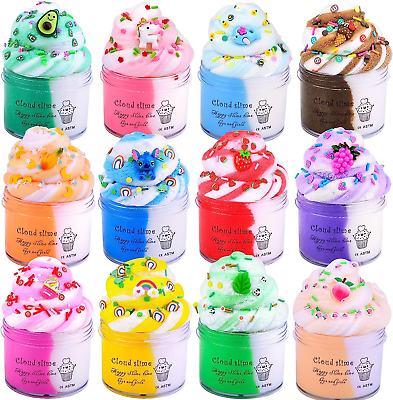#ad 12 Pack Cloud Slime Kit DIY Stress Relief Toy Cake Slime with Cute Slime Charm $19.87