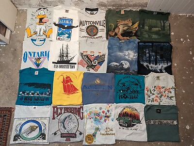 #ad Lot Of 20 Vintage 80s 90s Mens Graphic T Shirt Bundle Resell Nature Outdoors $199.98