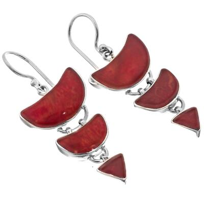 #ad 925 Silver Red Coral Chandelier Sterling Cascading Drop Earrings 1 1 8quot; $29.95