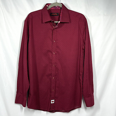 #ad #ad Jerry Garcia Button Up Shirt M 15 15.5 34 35 Maroon Patterned Flip Cuffs Logo $34.99