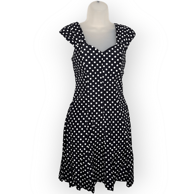 #ad Contempo Casuals Vintage 90s Pin Up Style Polka Dot Dress size 7 8 $35.00
