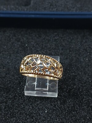 #ad 14kt Gold Leaf Design Ring Sz 7 3.5mm Wide $245.00