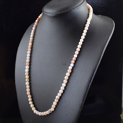 #ad 100.00 Cts Natural Pink Australian Opal Untreated Round Beads Necklace NK16 MJ7 $31.06