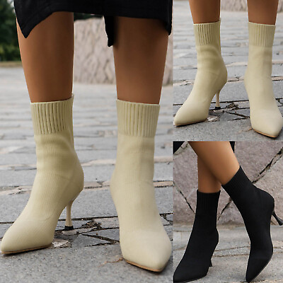 #ad Ladies Solid Color Simple Casual Knitted Breathable Socks High Heels Fine $44.53