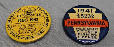 #ad 1941 Penn. Resident Fishing License amp; 1982 Repro of 1935 NY Hunt Trap License $27.95