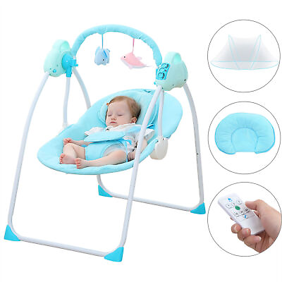 #ad Electric Baby Swing Cradle Bluetooth Music Remote Rocker Bouncer Swing Chair $57.00