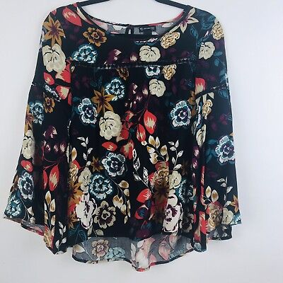 #ad New Directions Top Womens S Petite Floral NWT Boho Bell Sleeve Tunic Blouse LS $23.10