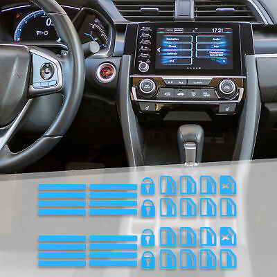 #ad 2pcs Blue Car Windows Stickers Decals Fluorescent Sticker Button Knob Switch $8.99