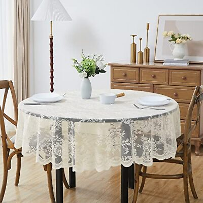 #ad Beautiful Round Lace Tablecloth with Elegant Scalloped Bottom for Any Special... $32.70