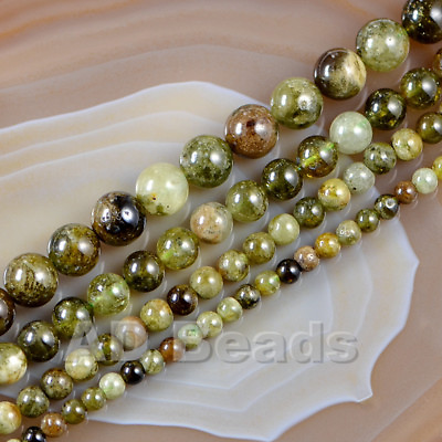 #ad Natural Green Garnet Smooth Round Gemstone Loose Beads 15.5“ 4mm 6mm 8mm 10mm $12.76