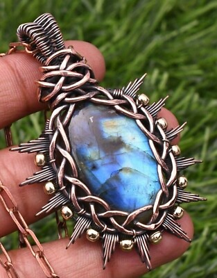 #ad Labradorite Pendant Copper Wire Wrapped Handmade Jewelry Pendant Necklace $15.07