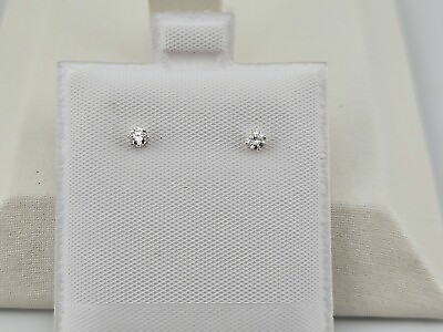 #ad ESTATE 0.10 Carat 2.5mm Natural WHITE DIAMOND Sterling Silver Stud Earrings $50.00