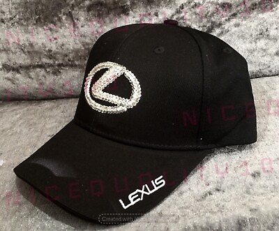#ad Lexus Made With Swarovski Crystals Black Hat Cap Adjustable $59.99