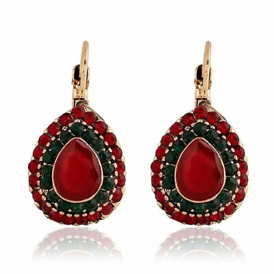 #ad Vintage Bohemian Ethnic Style Red Green Earrings $10.97