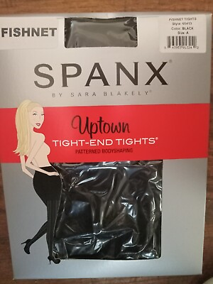 #ad Spanx Uptown Tight End Body Shaping Fishnet Tights Size A Black NIP $14.99