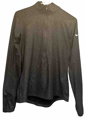 #ad Nike Pro Women’s Medium 3 4 Zip Jacket Pullover Sweater Snake Skin Black Dri Fit $9.87