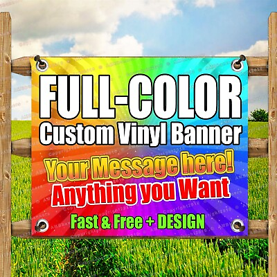 #ad 4#x27; x 25#x27; Custom Vinyl Banner 13oz Full Color Free Design Included and grommets $295.00