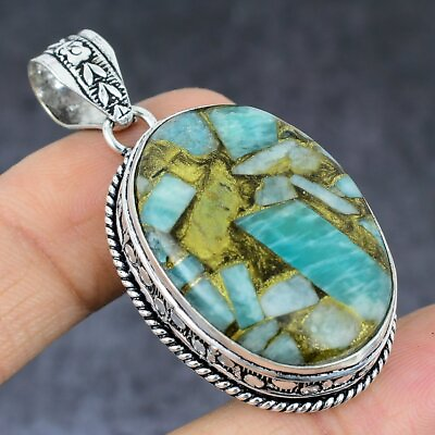 #ad Natural Copper Amazonite Handmade 925 Sterling Silver Pendant 2.09quot; Gift F974 $9.99
