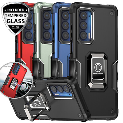 #ad For Motorola Edge 2021 Moto Edge 5G UW Ring Case Defender Cover Tempered Glass $10.99
