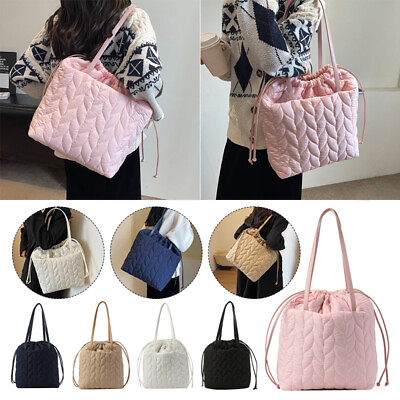 #ad Womens Ladies Casual Cotton Padded Shoulder Bag Soft Winter Handbags Tote Bag $18.75