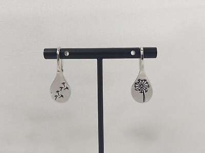 #ad Hook Pierced Earrings Dandelion Weed Novelty Silver Tone Womens Costume Jewelry $2.50